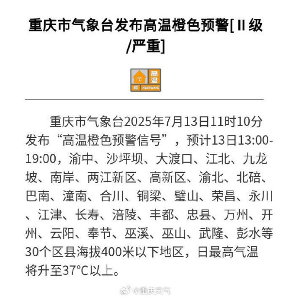 配资炒股入门知识 高温橙色预警+1! 30个区县最高气温将升至37℃以上
